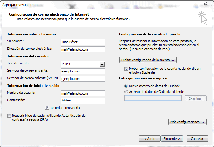 Acceso mediante Office Outlook 2010