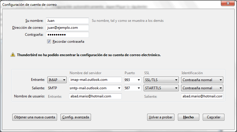 Acceso mediante Mozilla Thunderbird 2